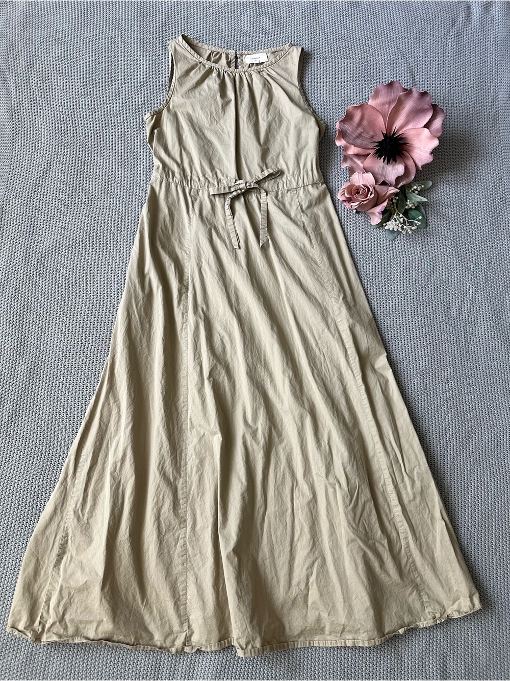 Xirena Rhiannan Khaki Sleeveless Tie-Waist Maxi Dress Small